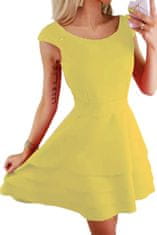 Bicotone Dámské společenské šaty bez rukávů s volánky a páskem BI-2177 Žlutá 36