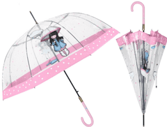 Perletti Luxusní průhledný deštník PVC Santoro s panenkou Gorjuss