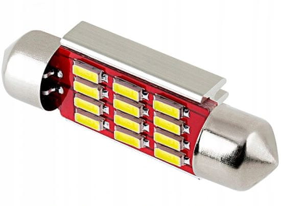 Rabel LED autožárovka 39 mm Canbus 12 smd 4014 C5W C10W SV8,5 bílá + stabilizátor