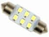 Rabel LED autožárovka 41 mm 6 smd C5W C10W C15W SV8,5 bílá