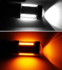 Rabel LED autožárovka W21/5W 7443 T20 dual color 66 smd 4014 oranžova bílá s čočkou USA