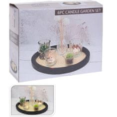 Home&Styling Podnos ve stylu glamour se skleněnými vázami a umělými rostlinami, ? 30 cm