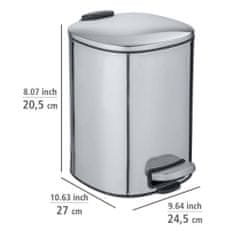 Wenko Odpadkový koš s pedálem ALASSIO s funkcí Easy-Close, nerezová ocel, stříbrná, 5 L