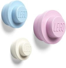 LEGO Věšák na zeď - bílý, světle modrý, růžový 3 ks