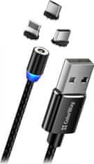 SWISSTEN Colorway Nabíjecí Kabel 3v1 Lightning+MicroUSB+USB-C/ Magnetic/ 2.4A/ Nylon/ 1m