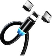 SWISSTEN Colorway Nabíjecí Kabel 3v1 Lightning+MicroUSB+USB-C/ Magnetic/ 2.4A/ Nylon/ 1m