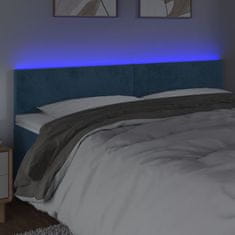 Greatstore Čelo postele s LED tmavě modré 160x5x78/88 cm samet
