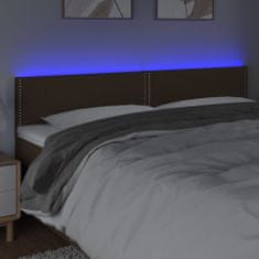 Greatstore Čelo postele s LED tmavě hnědé 200x5x78/88 cm textil