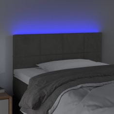 Greatstore Čelo postele s LED tmavě šedé 90x5x78/88 cm samet
