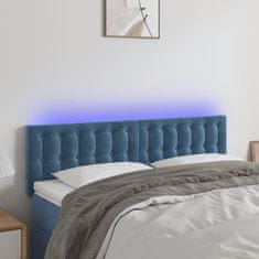 Greatstore Čelo postele s LED tmavě modré 144x5x78/88 cm samet