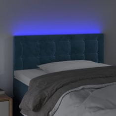 Greatstore Čelo postele s LED tmavě modré 90x5x78/88 cm samet