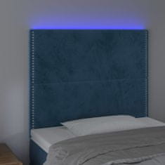 Greatstore Čelo postele s LED tmavě modré 100x5x118/128 cm samet