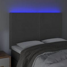 Greatstore Čelo postele s LED tmavě šedé 144x5x118/128 cm samet