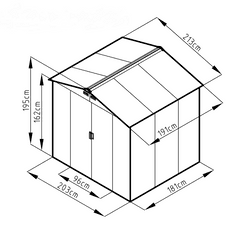 IWHOME Zahradní domek ARES B 4,07 m² antracit + podlahová konstrukce ARES B IWH-10230002 + IWH-10240002