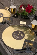 Santex Podložka pod talíř Vinylová deska zlatá 34cm 6ks
