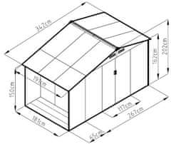 IWHOME Zahradní domek LUCIFER B 6,53 m² antracit + podlahová konstrukce LUCIFER B IWH-10230044 + IWH-10240014