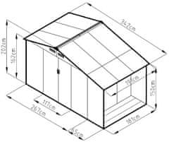 IWHOME Zahradní domek LUCIFER B 6,53 m² antracit + podlahová konstrukce LUCIFER B IWH-10230044 + IWH-10240014