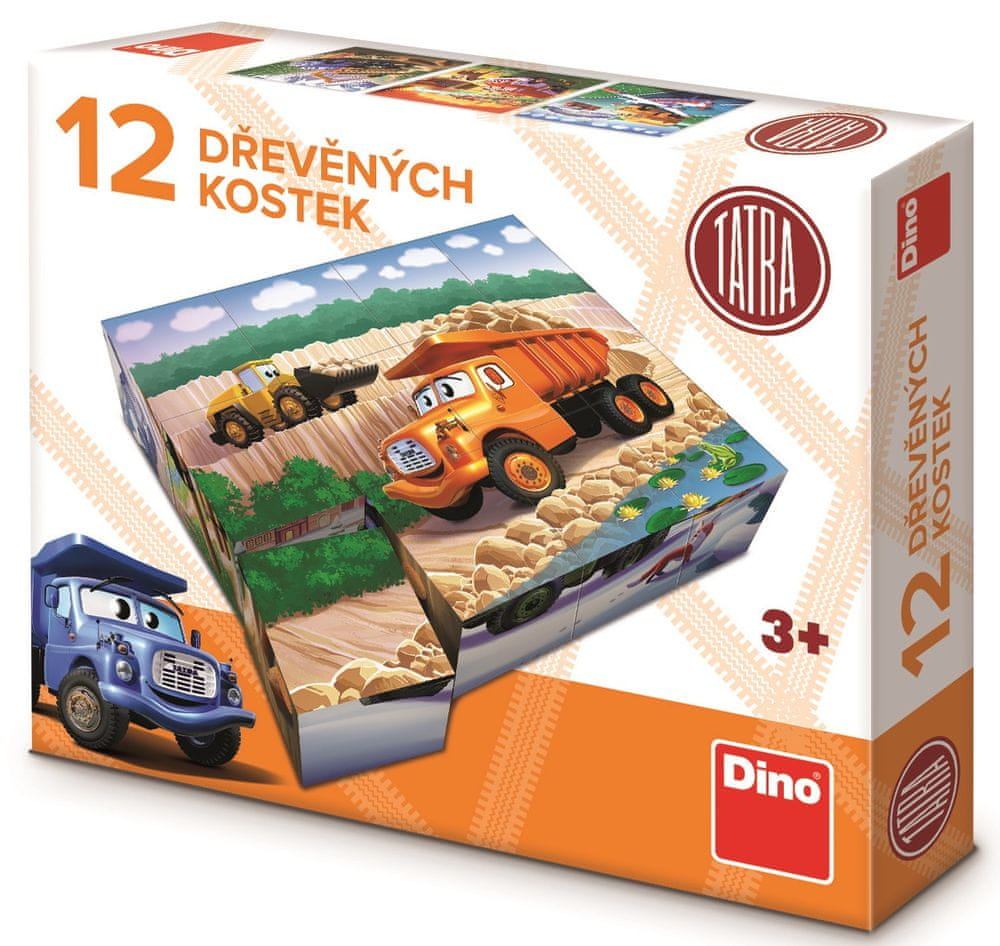 Levně Dino Tatra dřevěné kostky 12 ks