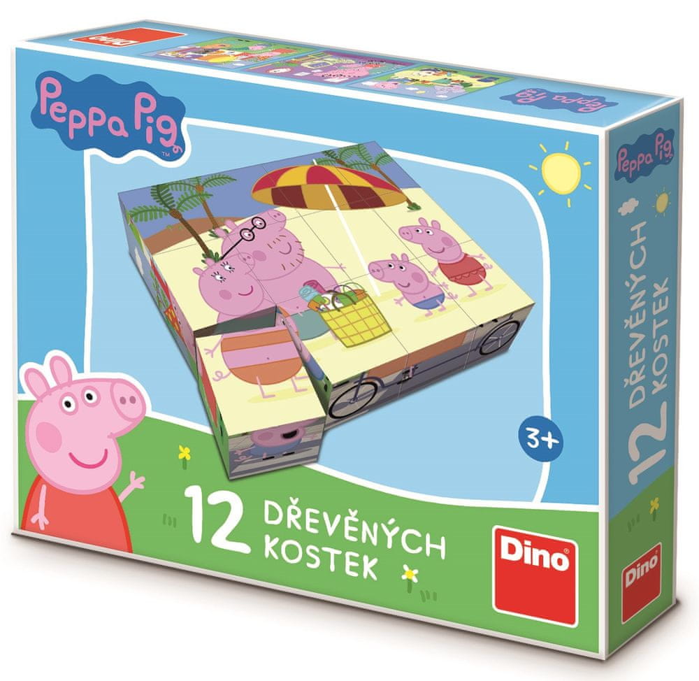Levně Dino Dřevěné kostky Peppa Pig 12 ks