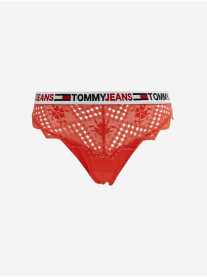 Tommy Jeans Červené dámské krajkové kalhotky Tommy Jeans