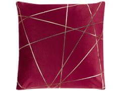 Beliani Sada 2 sametových polštářů s geometrickým vzorem 45 x 45 cm červených PINUS