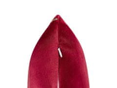 Beliani Sada 2 sametových polštářů s geometrickým vzorem 45 x 45 cm červených PINUS