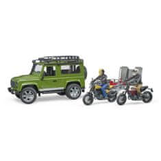 Bruder Land Rover s přívěsem, motorkou a figurkou měřítko: 1:16
