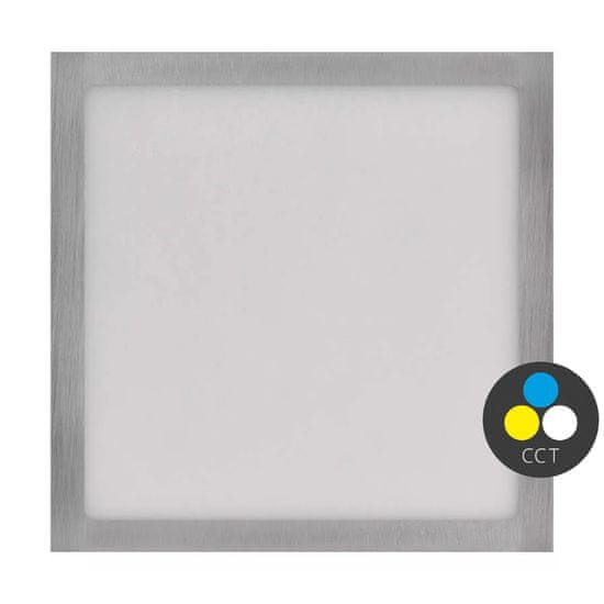 Emos Stříbrný přisazený LED panel s tenkým rámečkem hranatý 170 x 170mm 12,5W CCT Premium ZM6233