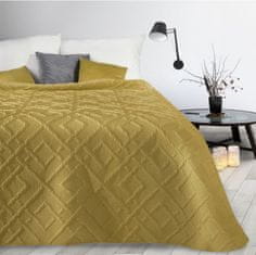 DESIGN 91 Přehoz na postel Alara 2, zlatý, jednobarevný s geometrickým vzorem, š. 170 cm x d. 210 cm