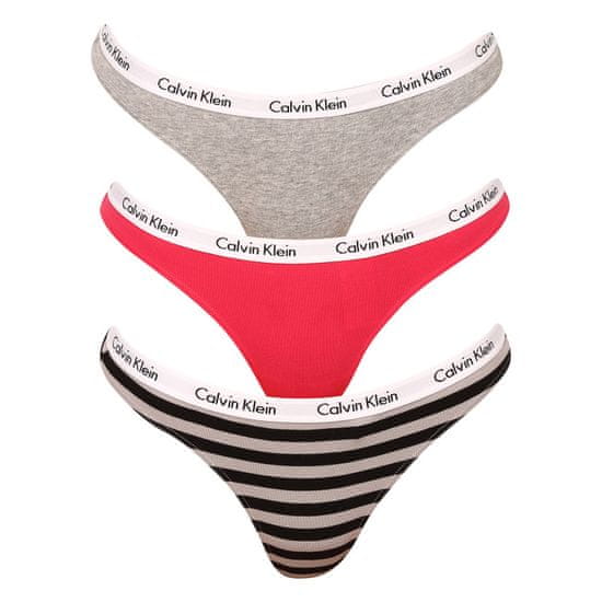Calvin Klein 3PACK dámská tanga nadrozměr vícebarevné (QD3800E-658)
