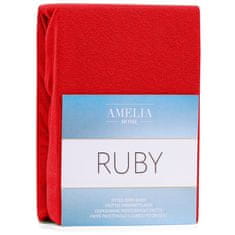AmeliaHome Froté prostěradlo s gumou Ruby červené, velikost 220-240x220+30