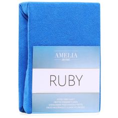 AmeliaHome Froté prostěradlo s gumou Ruby modré, velikost 120-140x200+30