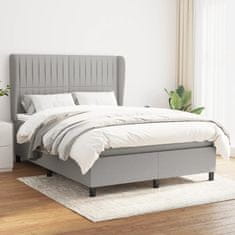 Greatstore Box spring postel s matrací světle šedá 140 x 200 cm textil