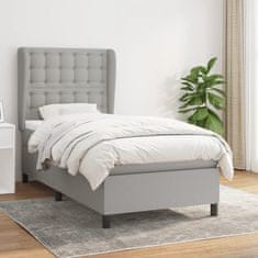 Greatstore Box spring postel s matrací světle šedý 100 x 200 cm textil