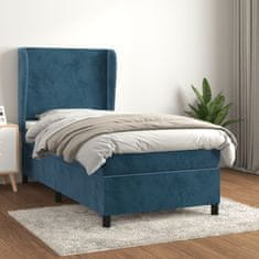 Greatstore Box spring postel s matrací tmavě modrá 80 x 200 cm samet