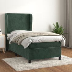 Greatstore Box spring postel s matrací tmavě zelená 80 x 200 cm samet