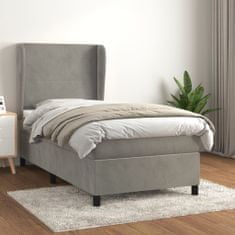 Greatstore Box spring postel s matrací světle šedá 90x200 cm samet