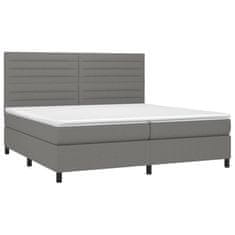 Greatstore Box spring postel s matrací a LED tmavě šedá 200x200 cm textil