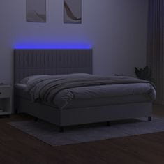 Greatstore Box spring postel s matrací a LED světle šedá 180x200 cm textil