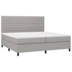 Greatstore Box spring postel s matrací a LED světle šedá 200x200 cm textil
