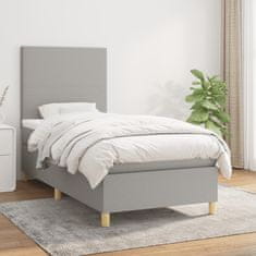 Petromila Box spring postel s matrací světle šedá 90x200 cm textil