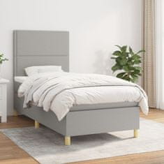 Petromila Box spring postel s matrací světle šedá 80 x 200 cm textil