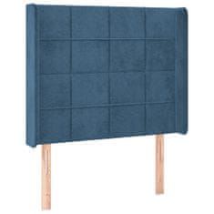 Greatstore Čelo postele s LED tmavě modré 103 x 16 x 118/128 cm textil