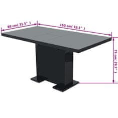 Vidaxl Rozkládací jídelní stůl s vysokým leskem černý