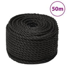 Vidaxl Pracovní lano černé 12 mm 50 m polypropylen