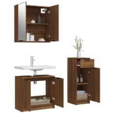 Greatstore 3dílná sada koupelnových skříněk hnědý dub kompozitní dřevo