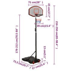 Vidaxl Basketbalový koš černý 216–250 cm polyethylen