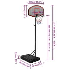 Greatstore Basketbalový koš černý 237-307 cm polyethylen