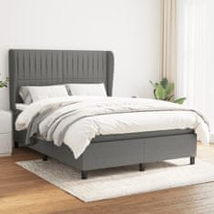Greatstore Box spring postel s matrací tmavě šedá 140x200 cm textil