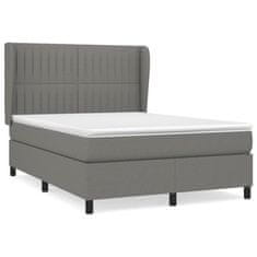 Greatstore Box spring postel s matrací tmavě šedá 140x200 cm textil